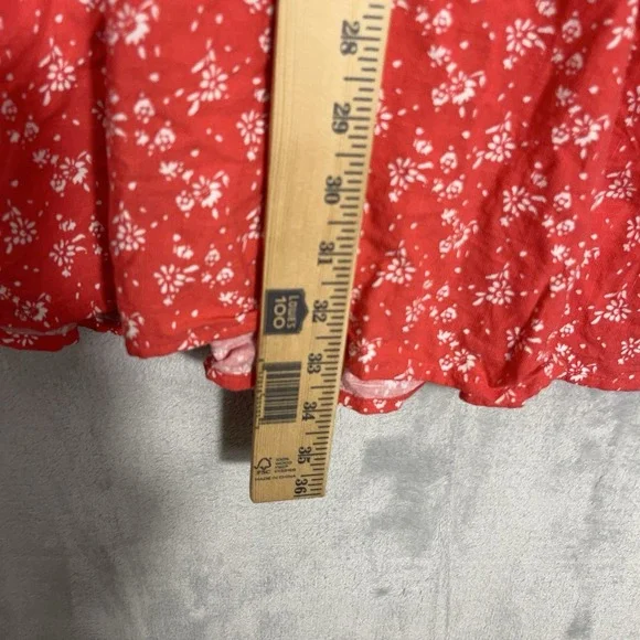 Universal Thread Red Floral Summer Midi Dress M Ruched Pockets Cottagecore Boho - Picture 5 of 11